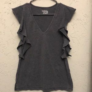 Time and Tru Ruffle Sleeve Top, Size Small
